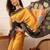 Mustard printed silk blend ethnic saree with blouse piece