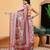 Rust printed cotton blend ethnic saree with blouse piece