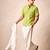 Green linen mandarin collar shirt for men
