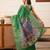 Green printed silk blend ethnic saree with blouse piece