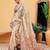 Beige printed cotton blend ethnic saree with blouse piece