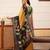 Mustard printed silk blend ethnic saree with blouse piece