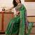Green printed silk blend ethnic saree with blouse piece