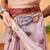Rust printed cotton blend ethnic saree with blouse piece