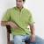 Green linen mandarin collar shirt for men