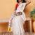 Off white printed silk blend ethnic saree with blouse piece