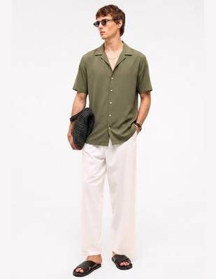 Olive green boxy fit shirt for men 3