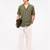 Olive green boxy fit shirt for men