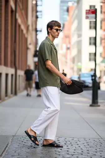 Olive green boxy fit shirt for men
