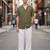 Olive green boxy fit shirt for men