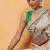 Beige printed cotton blend ethnic saree with blouse piece