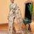 Beige printed cotton blend ethnic saree with blouse piece