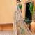 Beige printed cotton blend ethnic saree with blouse piece