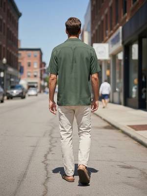 Bottle green boxy fit shirt for men 2
