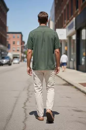 Bottle green boxy fit shirt for men