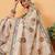 Beige printed cotton blend ethnic saree with blouse piece