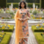 Schiffli Printed suit with crochet lace detailing comes with cotton doria Dupatta and Schiflli palazzos Set of 3