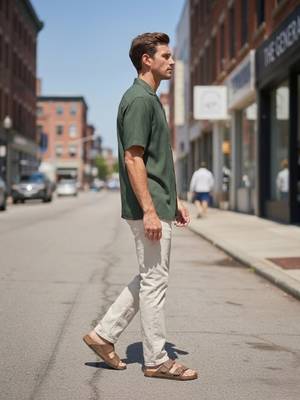 Bottle green boxy fit shirt for men 4