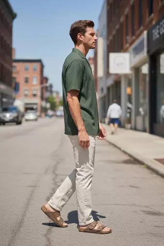 Bottle green boxy fit shirt for men
