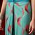 Teal printed cotton blend ethnic saree with blouse piece