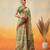 Beige printed cotton blend ethnic saree with blouse piece