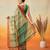Beige printed cotton blend ethnic saree with blouse piece