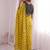 Stunning yellow viscose rangoli silk saree with black embroidery and mirror work