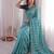 Stunning turquoise viscose rangoli silk saree with black embroidery and mirror work