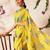 Yellow printed polycotton casual wear saree with blouse piece