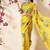 Yellow printed polycotton casual wear saree with blouse piece