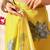 Yellow printed polycotton casual wear saree with blouse piece