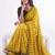 Stunning yellow viscose rangoli silk saree with black embroidery and mirror work
