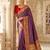 women's purple banarasi silk blend saree with zari work & contrast blouse - festive wedding wear