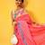 Pink printed polycotton casual wear saree with blouse piece
