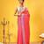 Pink printed polycotton casual wear saree with blouse piece