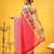 Pink printed polycotton casual wear saree with blouse piece