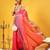 Pink printed polycotton casual wear saree with blouse piece