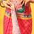 Pink printed polycotton casual wear saree with blouse piece
