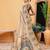 Beige printed cotton blend ethnic saree with blouse piece