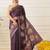 Purple printed art silk ethnic saree with blouse piece