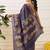 Navy blue printed art silk ethnic saree with blouse piece