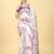 White printed cotton blend ethnic saree with blouse piece