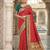 women's red banarasi silk blend saree with zari check work & contrast blouse - wedding party wear