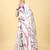 White printed cotton blend ethnic saree with blouse piece