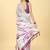 White printed cotton blend ethnic saree with blouse piece