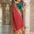 women's red banarasi silk blend saree with zari check work & contrast blouse - wedding party wear
