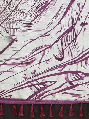 White printed cotton blend ethnic saree with blouse piece 5