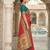 women's red banarasi silk blend saree with zari check work & contrast blouse - wedding party wear