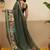 Olive printed art silk ethnic saree with blouse piece
