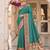 women's rama green banarasi silk blend saree with zari work & contrast blouse - festive wear saree